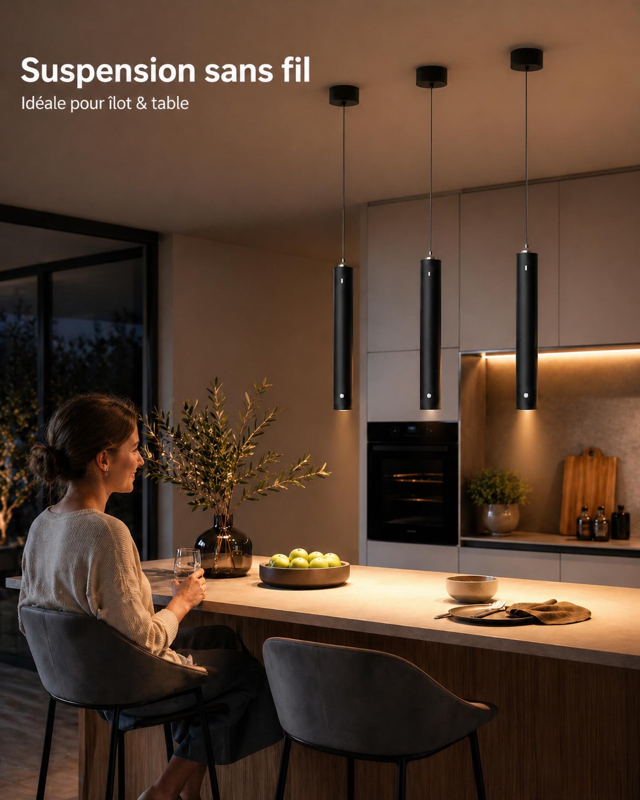 Lampe suspendue sur batterie 4500mAh à intensité variable et télécommande incluse - 2
