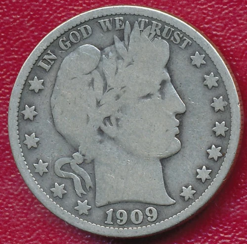 1909 BARBER SILVER HALF DOLLAR **NICE CIRCULATED GOOD** SHIPS FREE!!