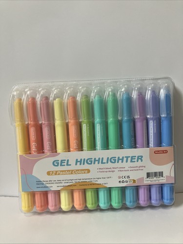 Shuffle Art Gel Highlighters 12 Pastel Colors, Won’t Bleed or Smear, Non-Toxic