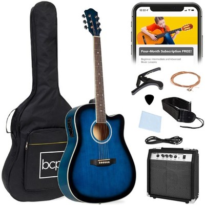 Best Choice Products Beginner Acoustic Electric Cutaway Guitar Set Gig Bag 41in