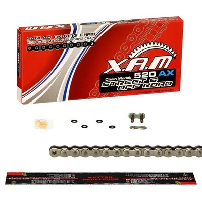 Kette X.A.M 520 AX  106 Glieder offen + Nietschloß STAHL X-Ring extra verstärkt