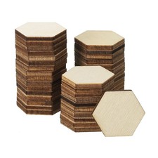 100PCS 25mm Wood Pieces Unfinished Hexagonal Wood Shapes Blank Wooden Cutouts