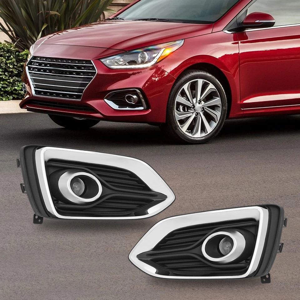 1 Pair Halogen Fog Lights Left & Right Fog Lamp For Hyundai Accent 2018-2021 - Image 2 of 4