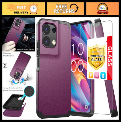 Heavy Duty Shockproof Phone Case for TCL K32/K33 5G + Tempered Glass Protector -