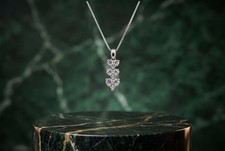 18K White Gold .69 Carat 3-Tier Diamond Heart Pendant and 14K 16 Inch Necklace