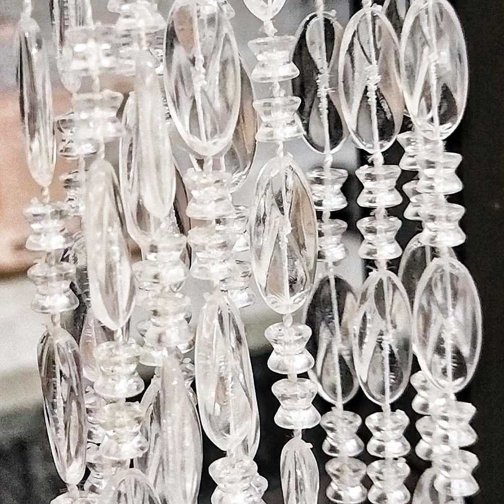 ave split Beaded Curtain Doorways Acrylic 39W x 78.7L (Pack of 1), Clear 