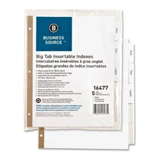 Business Source Index Divider - 5 Tab[s]/set - 8.50" X 11" - 5 / Set - White