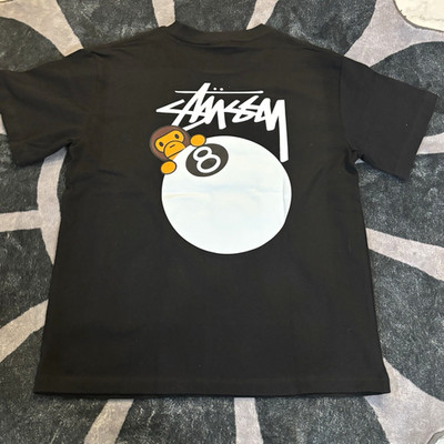 A Bathing Ape BAPE x Stussy Black Baby Milo Graphic Logo Crew Neck Tee M