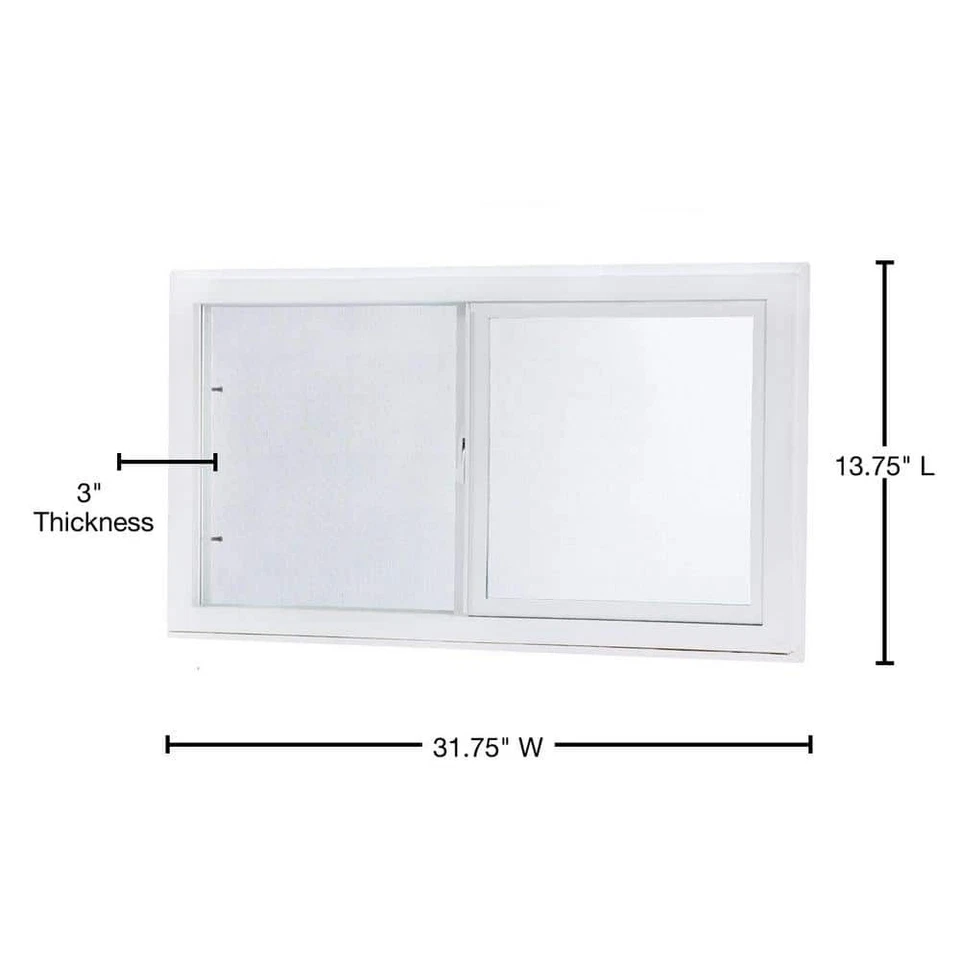 US 32.25 In. X 14.25 In. White Left-Hand Double-Pane Insulated Glass Vinyl Slidi - Image 3 of 4