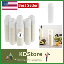 16oz Clear Plastic Squeeze Bottles Set 6 Refillable Condiment Dispenser