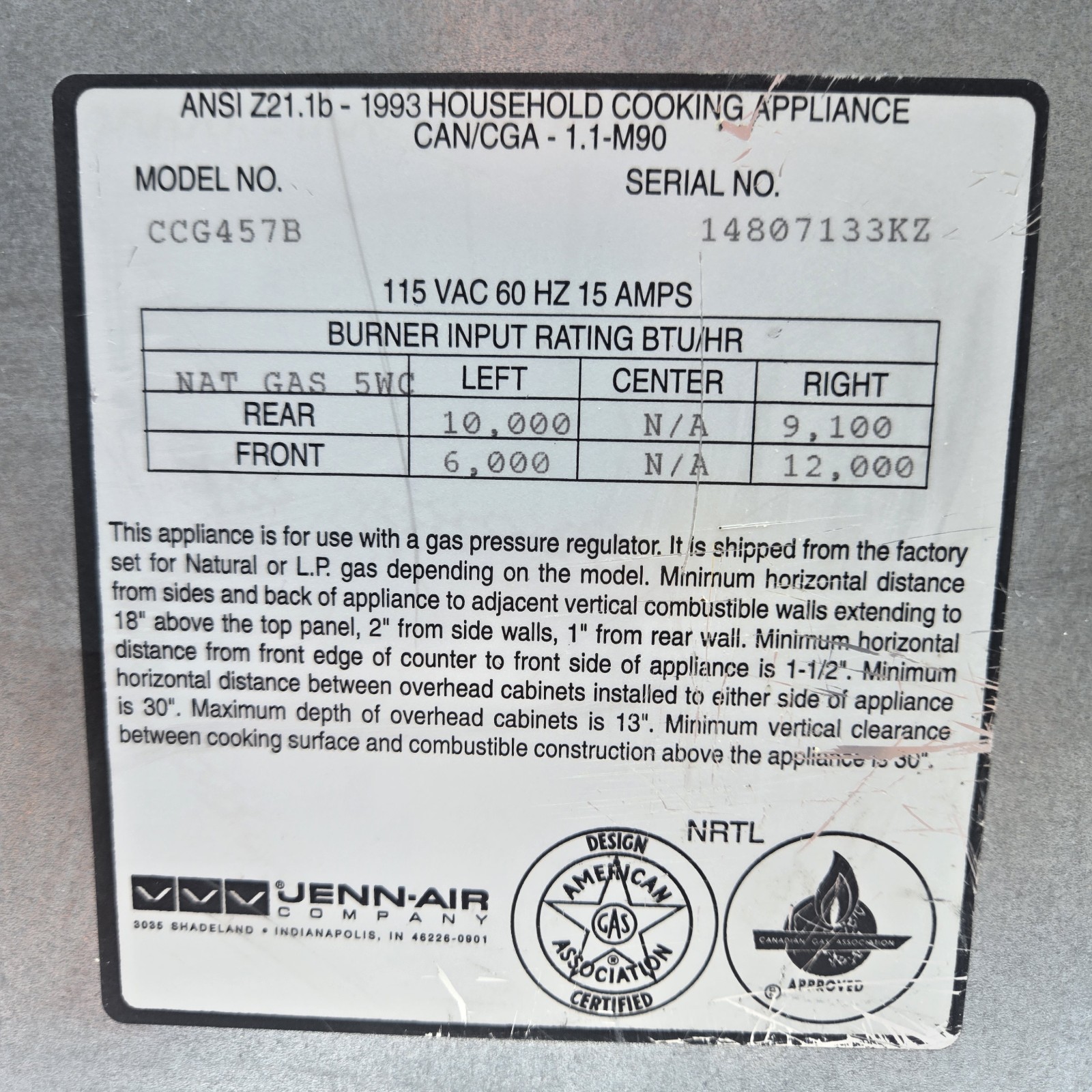 JENN-AIR Black Gas Cook Top CCG4573 Modern Glass 4-Burner  Clean S1