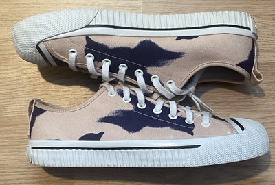 Burberry Kingly Pink/Navy Blue Canvas Cap Toe Lace Up Sneaker Size