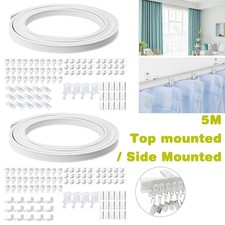 5M Bendable Flexible Curtain Track Rod Rail Ceiling Window Caravan Straight Bay