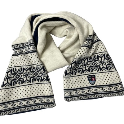 Triple 5 Soul Fairisle Wool Scarf Cream Snowflake Knit Woven Outdoors Fleece *