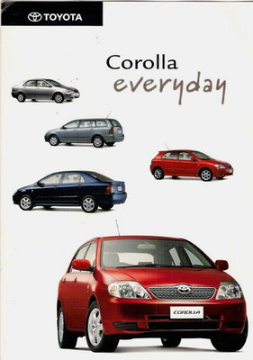 Toyota Corolla 2002 Neuseeland Markt ausklappbarer Verkaufsprospekt GL, GLX & TS FAIR