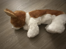Brown/White Dog Plush Stuffed Animal Zipper Back. Pencil box. Stationary bag