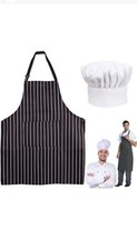 Apron and Chef Hat Set, Adjustable Chefs Apron Chef Outfit Adult, Kitchen Apron 
