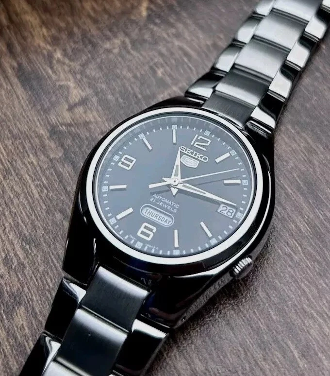 SEIKO 5 SNK623 Automatik Uhr Herren Schwarz Edelstahl NEU