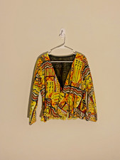 Women  s African Tribal Print Blouse  Pants Set   Bold Yellow Two-Piece Outfit