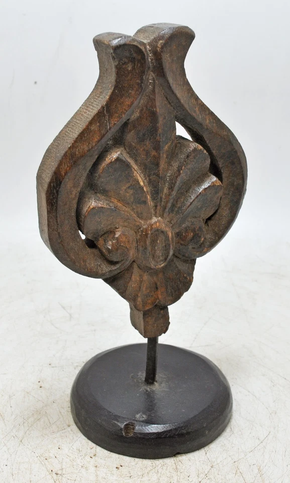 Panel de talla floral de madera tallado a mano sobre soporte Foto 2 de 4