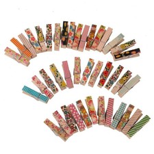 50 PAINTED WOODEN CRAFT PEGS CLOTHESPIN PAPER PHOTO WEDDING HANGING CLIPS