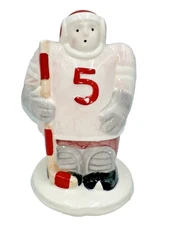 Vintage 1992 Artmark Ceramic #5 Ice Hockey Player Coin Piggy Bank 7" tall