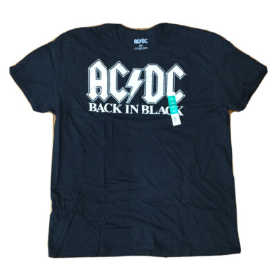 NEW AC/DC Men's Back In Black T-shirt Tee Size XL | eBay