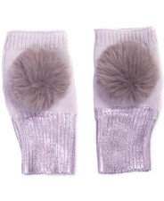 $39 International Concepts Pom-Pom-Trim Foiled Fingerless Gloves Purple One Size