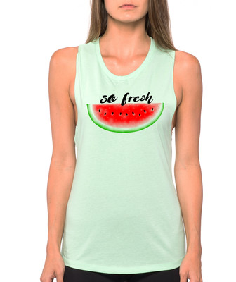 SO FRESH funny workout gym watermelon farmers market Women's Muscle Tank Top