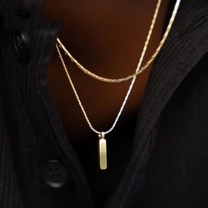 Authentic Men Women 18K Gold Plated Fancy Chain Square Pendant Necklace