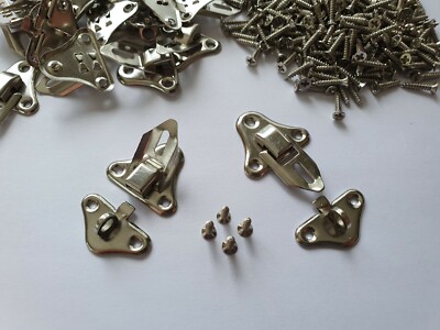 Silberschlossriegel Hasp Schrank Holzkiste Truhendeckel Kipphaken mit Schrauben