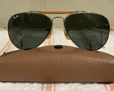 EX Ray Ban Bausch Lomb Outdoorsman 58-14 Gold Grey Lens cable hook stems  Case