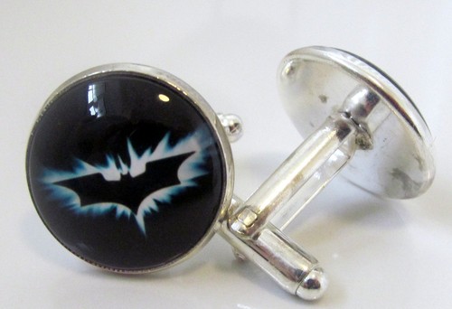 Silver Mens Glass Cufflinks- Superhero Logo Movie Cartoon TV-Wedding Favour Gift - Picture 4 of 14