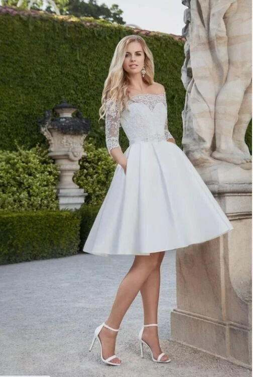 short sleeve knee length wedding dresses Knee-Length Plus for sale june-preview-collection
