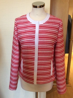 Gerry Weber Jacket Size 10 BNWT Coral And Cream Striped RRP £150 NOW £45