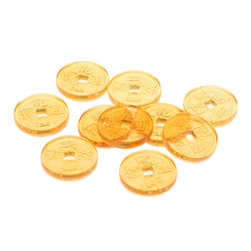 10Pcs Golden Transparent Ancient Chinese Glazed Qianlong Tongbao Coins