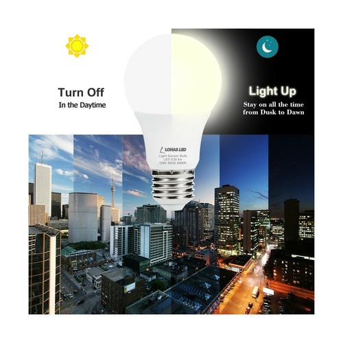 LOHAS Sensor Light Dusk Till Dawn LED Bulbs Sensor Porch Unique Auto White Home - Picture 2 of 9