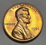 1986-P Lincoln Memorial Penny 1cent Coin from US Mint Set. Uncirculated BU
