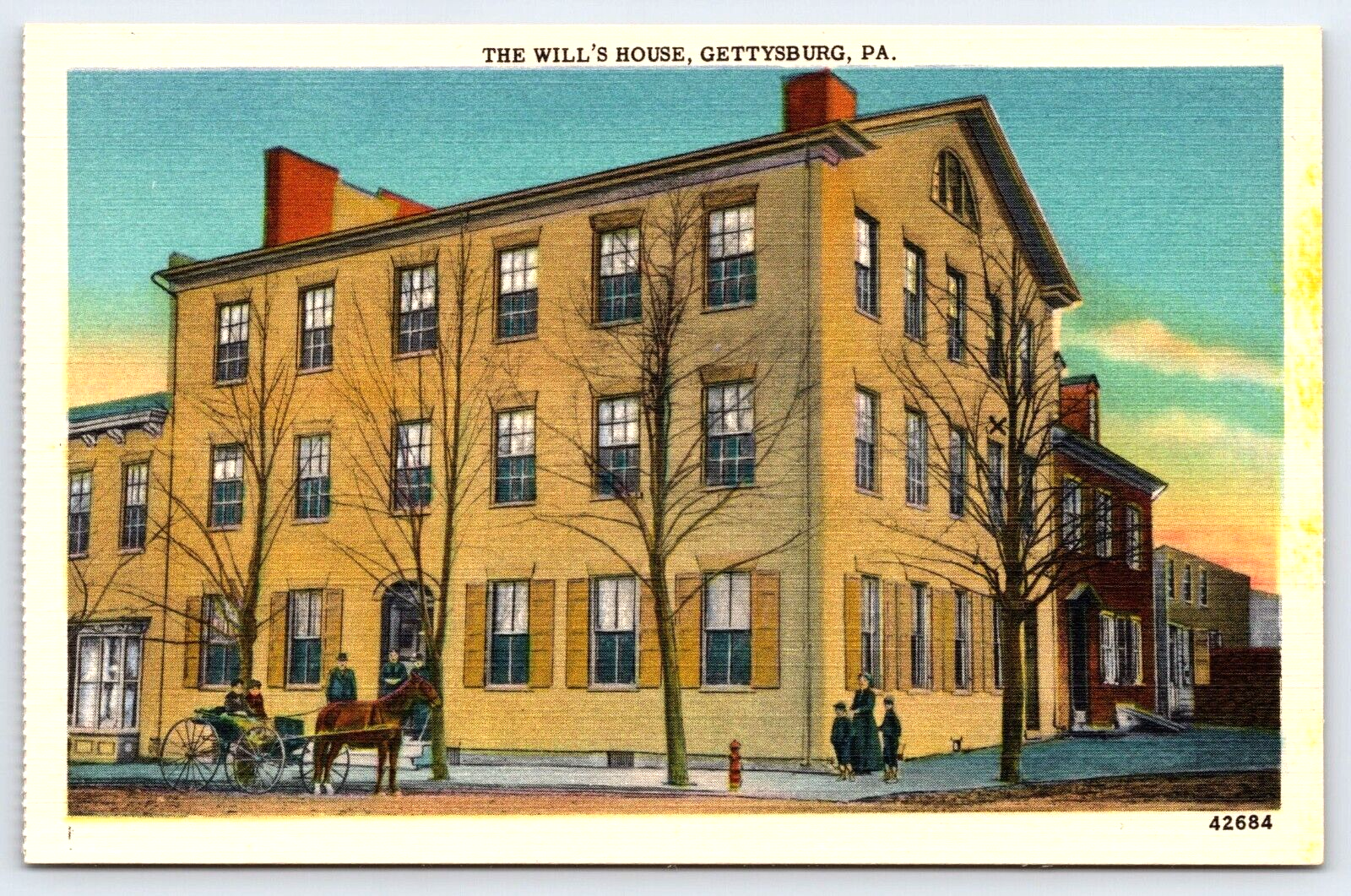 Original Old Vintage Antique Postcard The Will's House Lincoln Gettysburg, PA