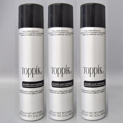 3 PACK  -  Toppik Fullmore Colored Hair Thickener Spray 5.1 oz -DARK BROWN