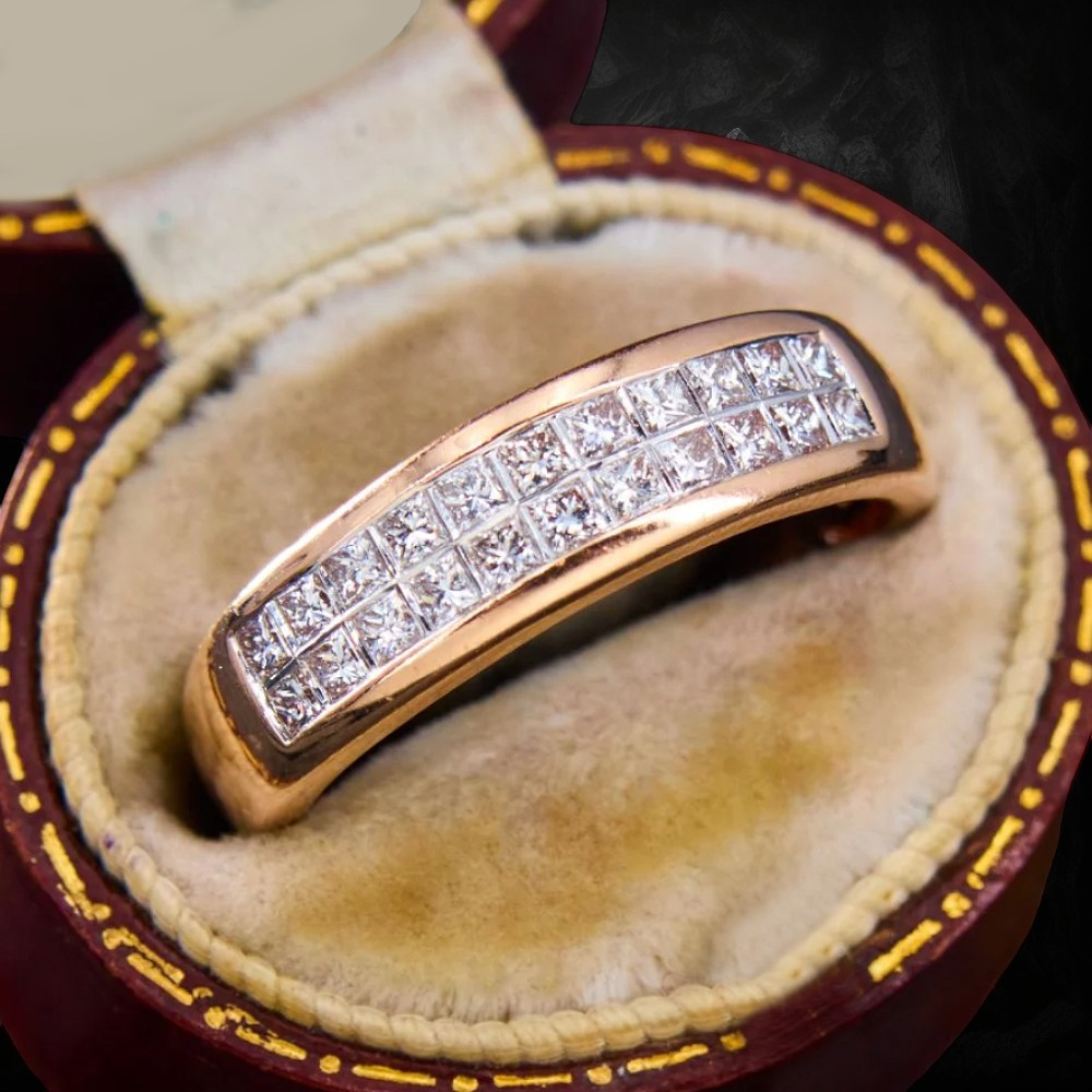 Alianza de boda de diamantes de oro amarillo de 14 quilates de 0,50 quilates ...