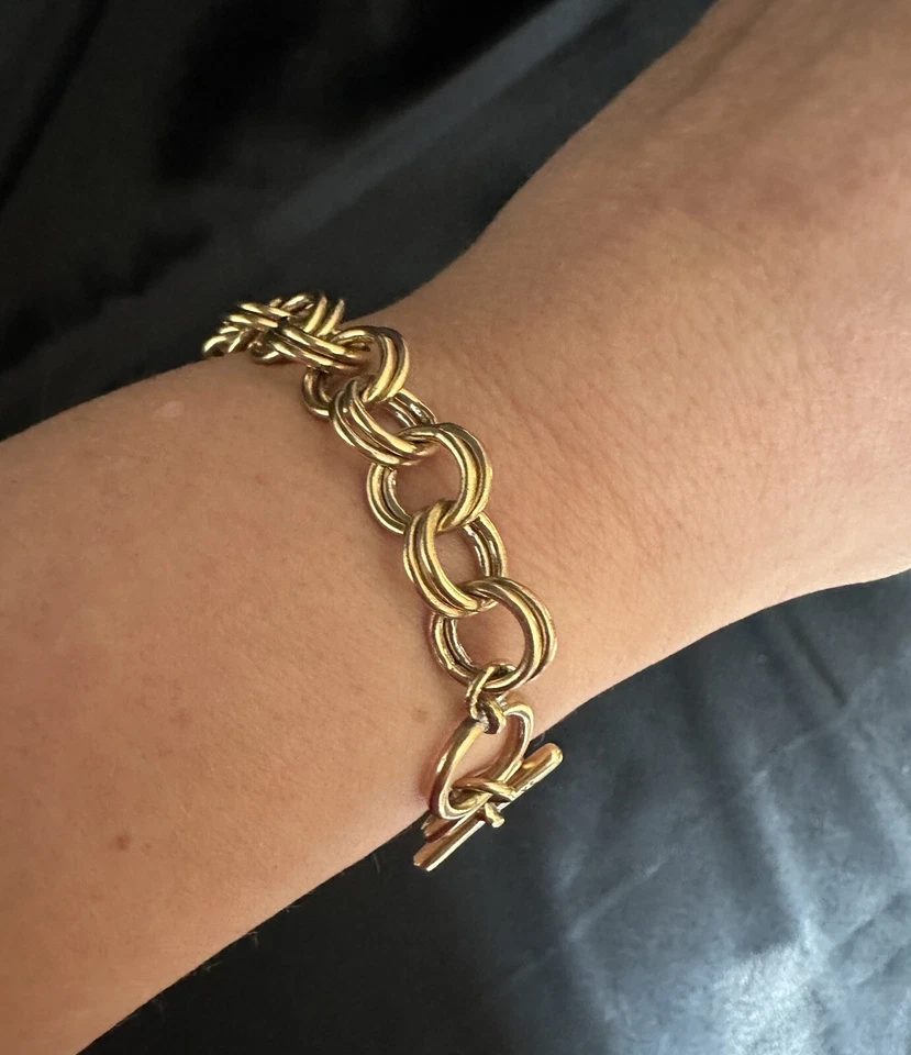 Brazalete Kendra Scott Doble Eslabón Cadena Latón/Color Dorado Vintage Foto 4 de 4