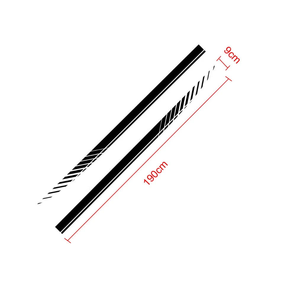 2Pcs Black Decal Car Racing Plaid Hood Side Door Fender Stripes Decor Stickers - Image 4 of 4