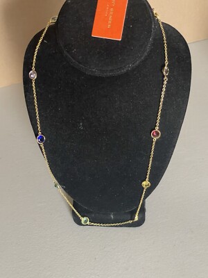 KURT GEIGER LONDON SIGNATURE STONE STATION NECKLACE 22  IN MULTI