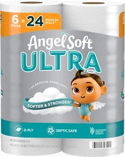 Angel Soft Ultra Toilet Paper, 6 Mega Rolls = 24 Regular Rolls, 2 Ply Toilet Tis