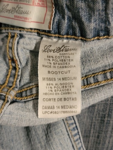 Levis Strauss Signature Jeans Womens Size 14 Medium Misses Bootcut Denim Blue - Picture 10 of 11