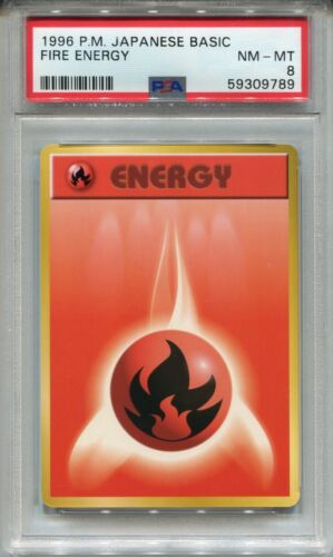 Pokemon Japanese Pocket Monsters Base Set Card Fire Energy PSA 8 - Afbeelding 1 van 2