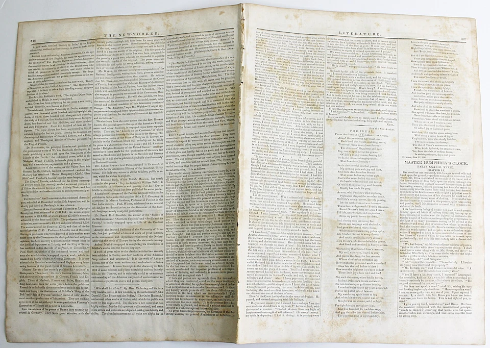 1841 THE NEW-YORKER Charles Dickens MASTER HUMPHREY'S CLOCK 1st American - Image 2 of 4