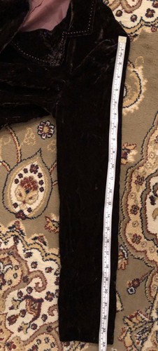 Vintage Brown Crushed Velvety Blazer With Pink Stitching Size S - Picture 8 of 12