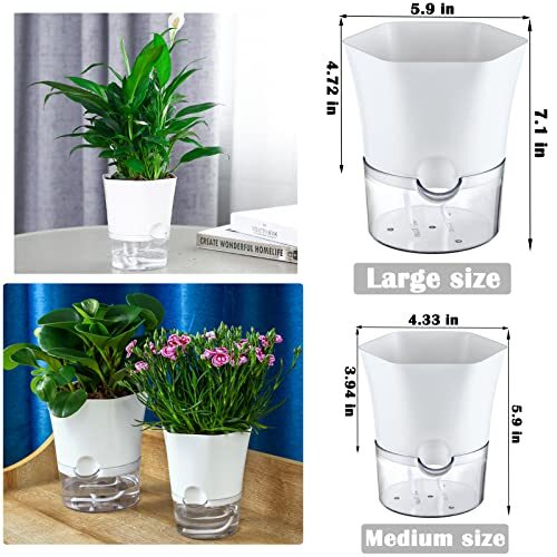 6 Pack Clear Plastic Self Watering African Violets Pots Flower Pot Planter